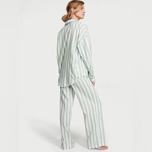 Victoria's Secret Green and White Striped Pajama Set